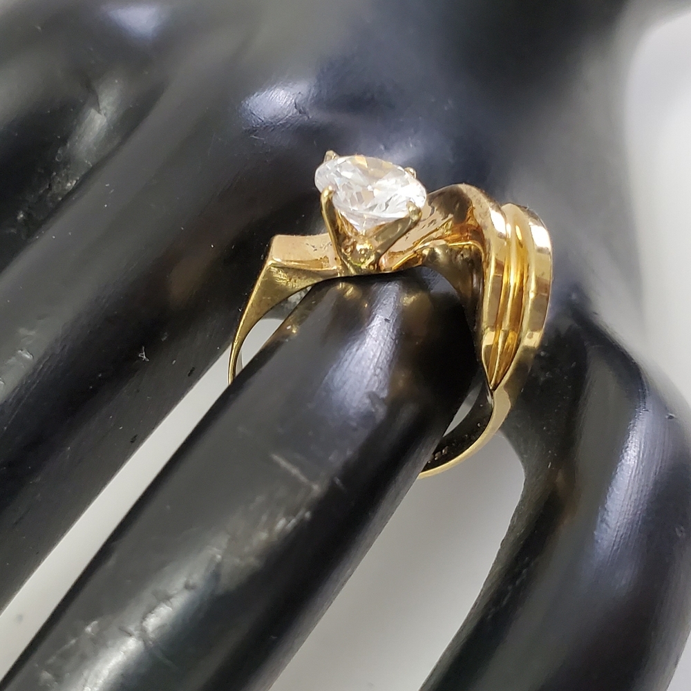 See Video / Sterling Silver 925 Gold Solitaire Ring